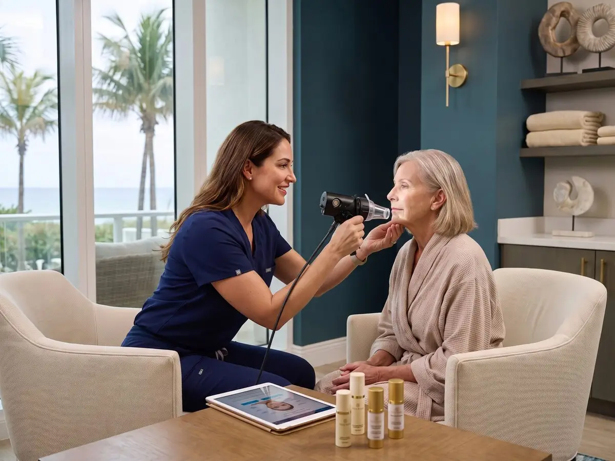 A Pura Vida clinical provider performing an AcuPulse fractional CO2 laser resurfacing treatment in Fleming Island, FL