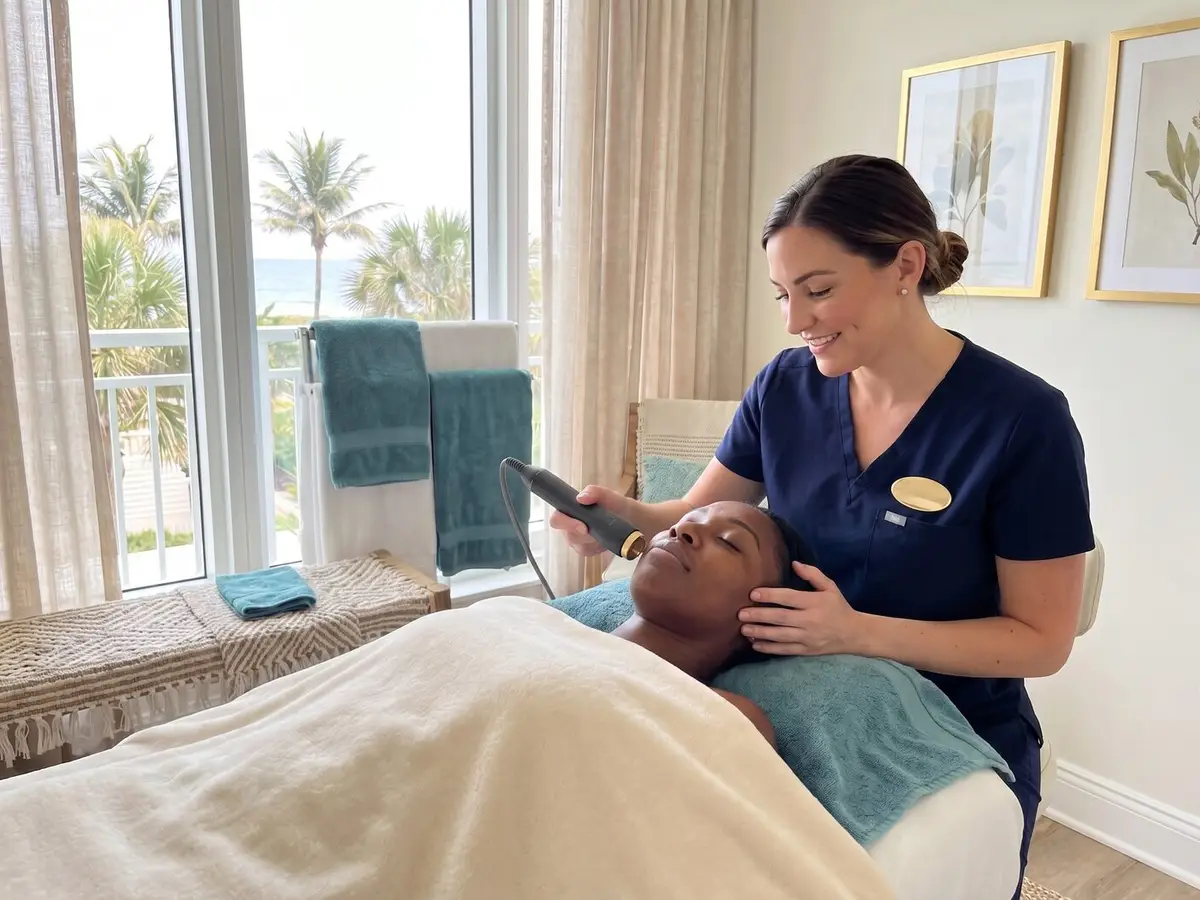 A Pura Vida provider performing an Aerolase laser treatment in Fleming Island, FL