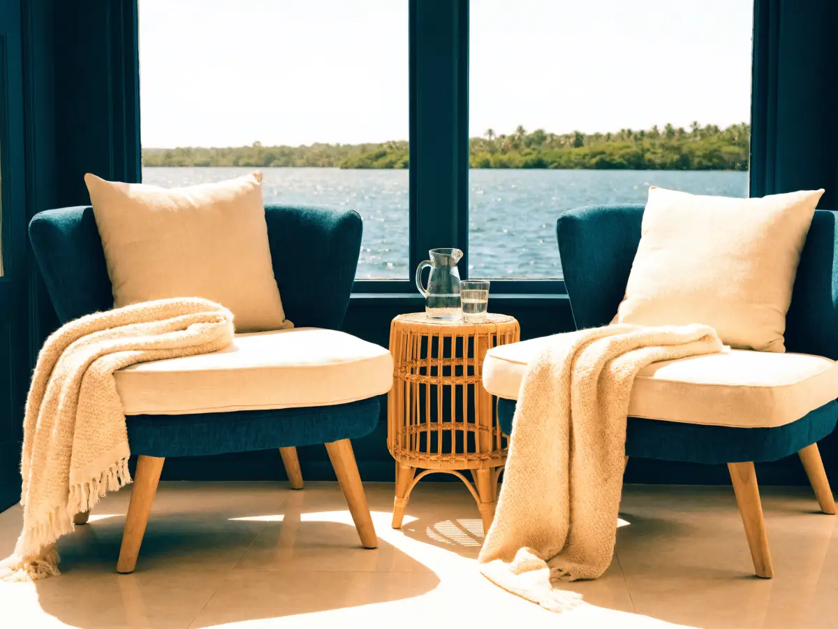 The tranquility room at the Pura Vida Day Spa in Fleming Island, FL, where guests relax before and after their services