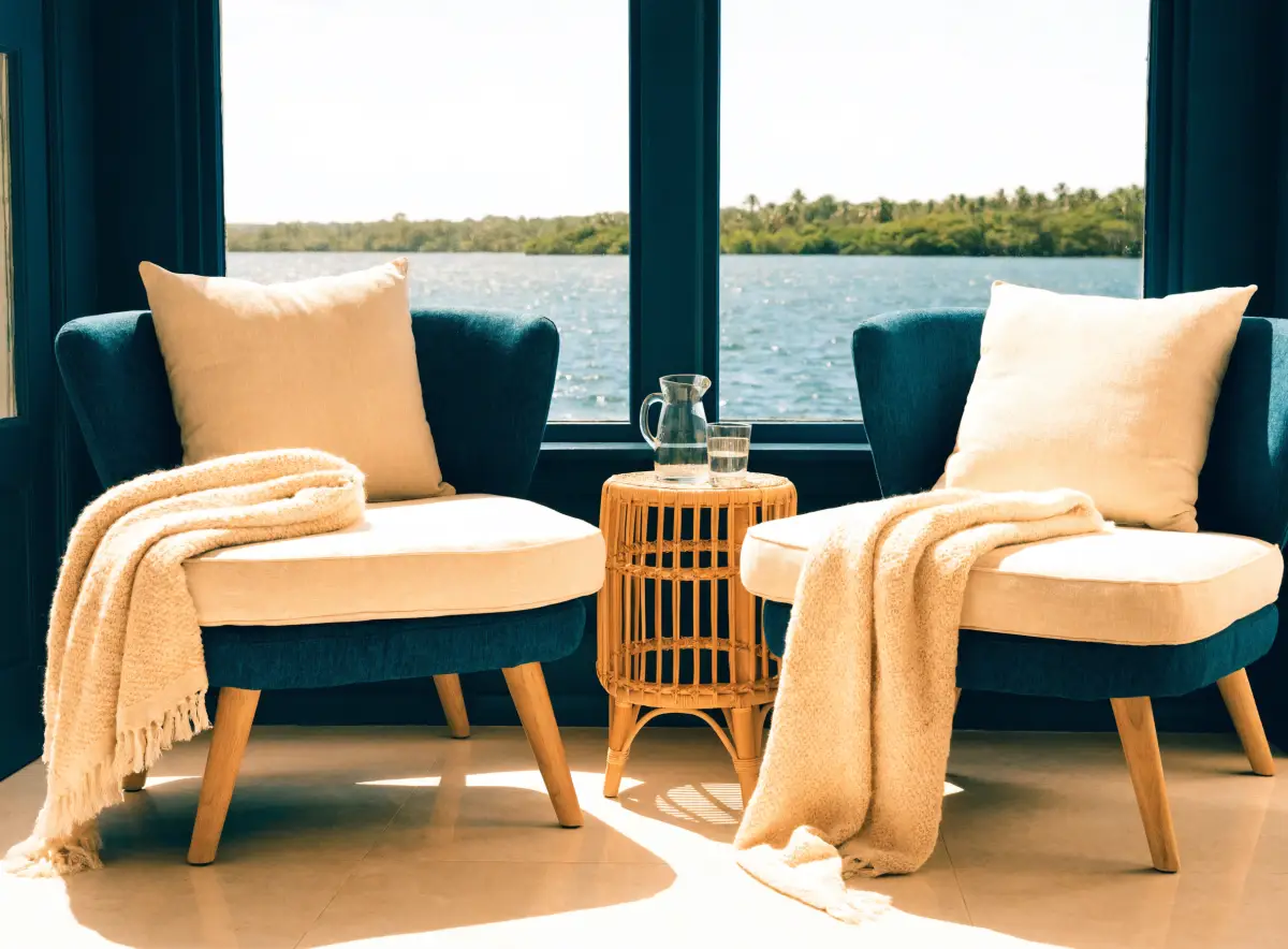 The tranquility room at the Pura Vida Day Spa in Fleming Island, FL, where guests relax before and after their services