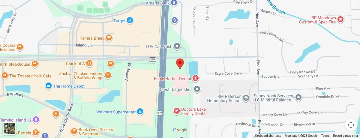 Map showing the location of Day Spa at Eagle Harbor in Fleming Island, FL