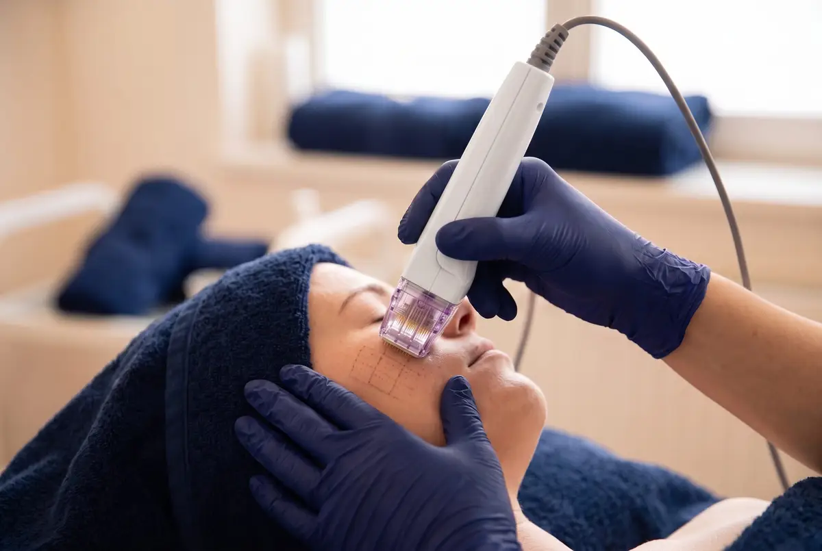 A Pura Vida nurse practitioner performing a Morpheus8 radiofrequency microneedling treatment in Fleming Island, FL