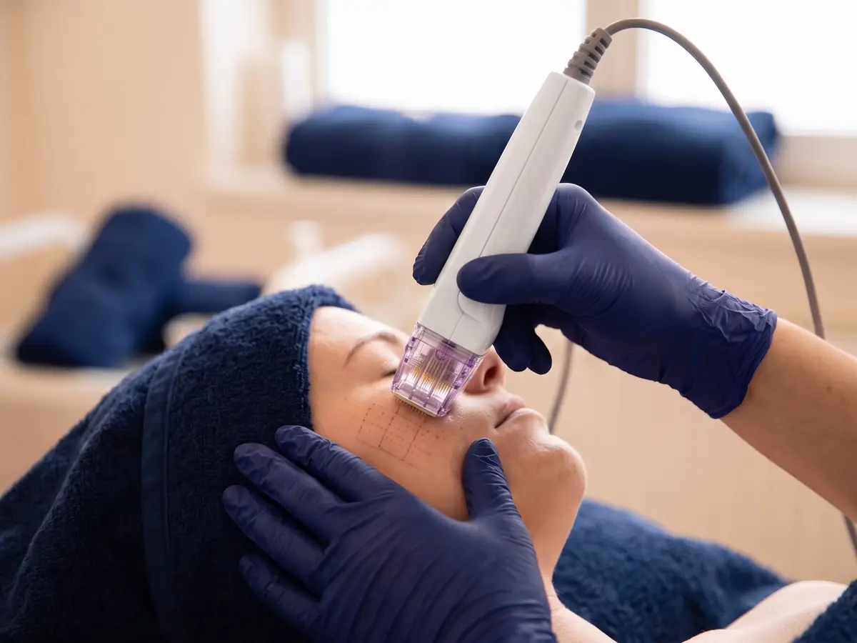 A Pura Vida provider performing a radiofrequency skin tightening treatment in Fleming Island, FL