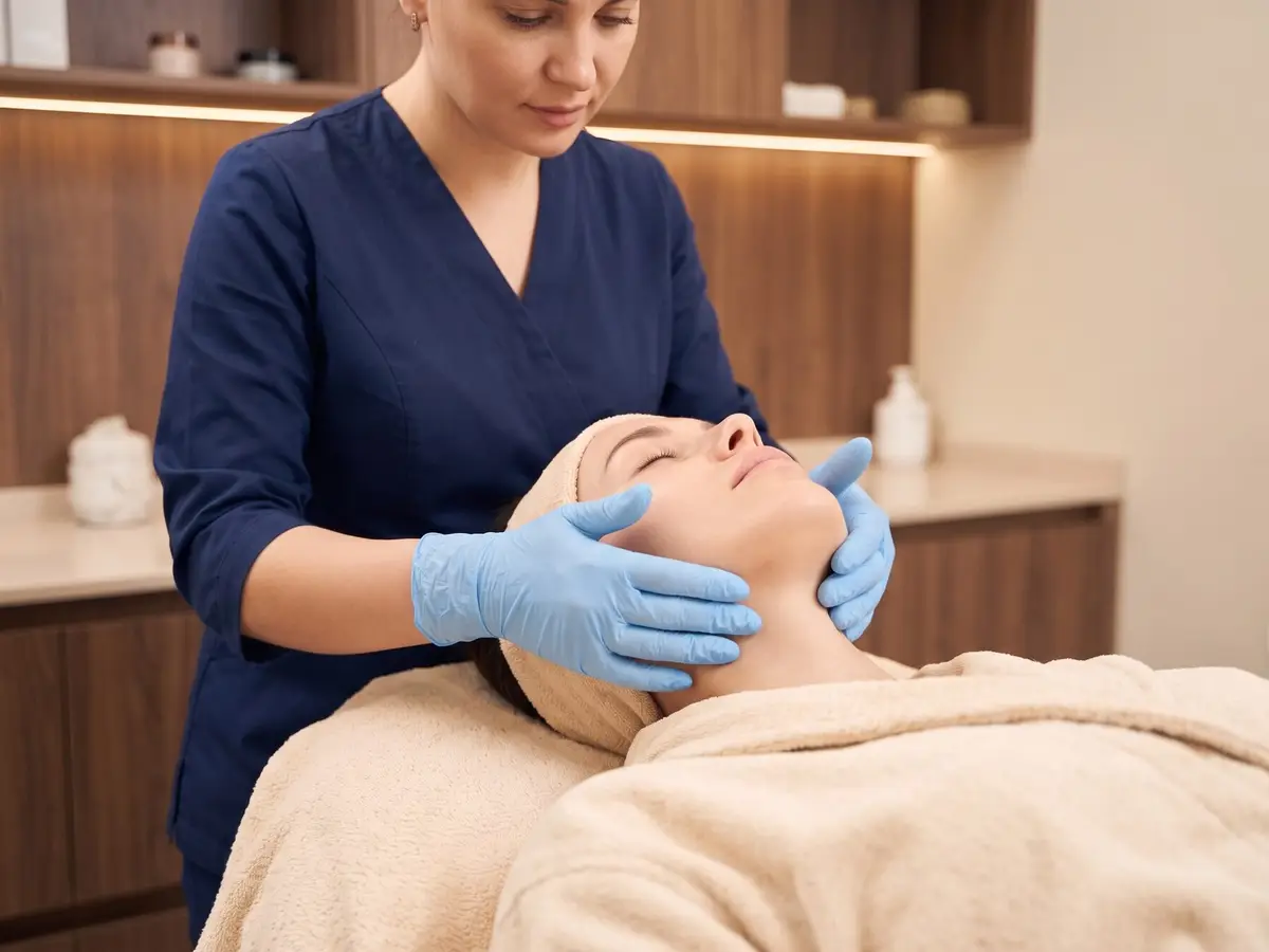 A Pura Vida provider performing a radiofrequency skin tightening treatment in Fleming Island, FL