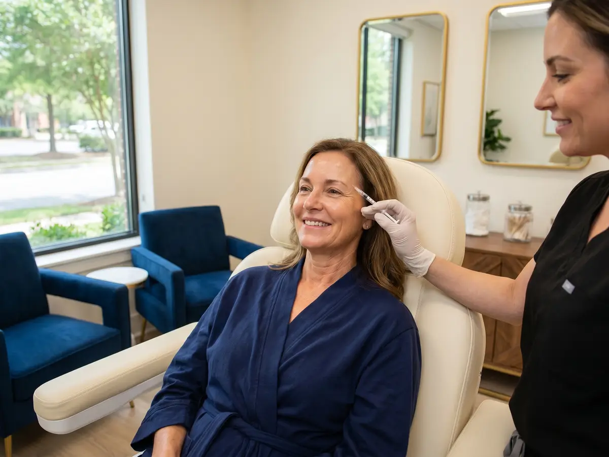 A Pura Vida provider placing a biostimulator treatment for a patient in Fleming Island, FL
