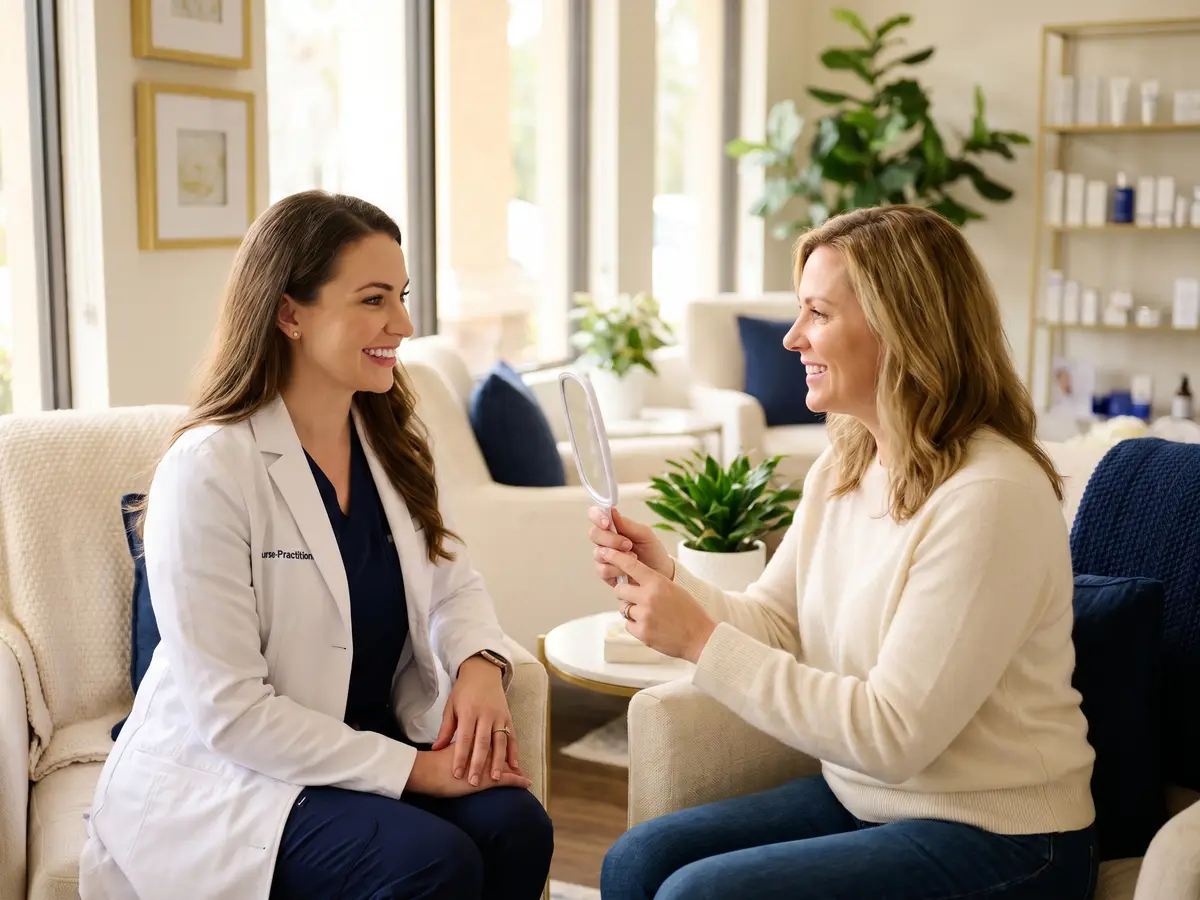 A Pura Vida provider consulting with a patient about an anti-aging treatment plan in Fleming Island, FL