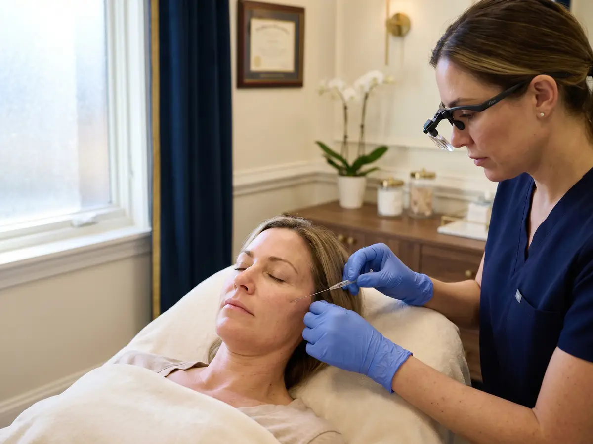 A Pura Vida provider placing filler for a patient in Fleming Island, FL